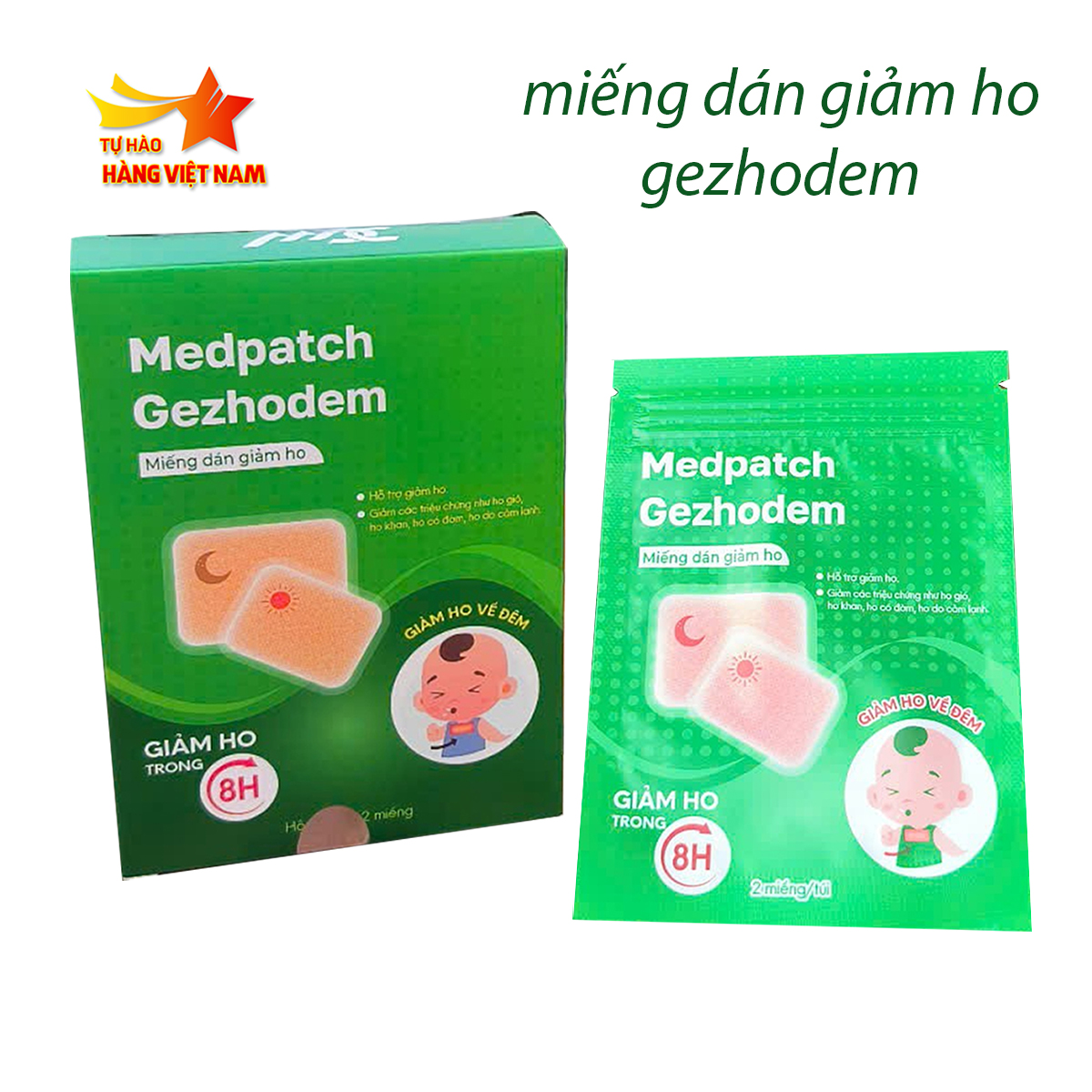 Miếng dán giảm ho Medpatch Gezhodem trong 8 giờ