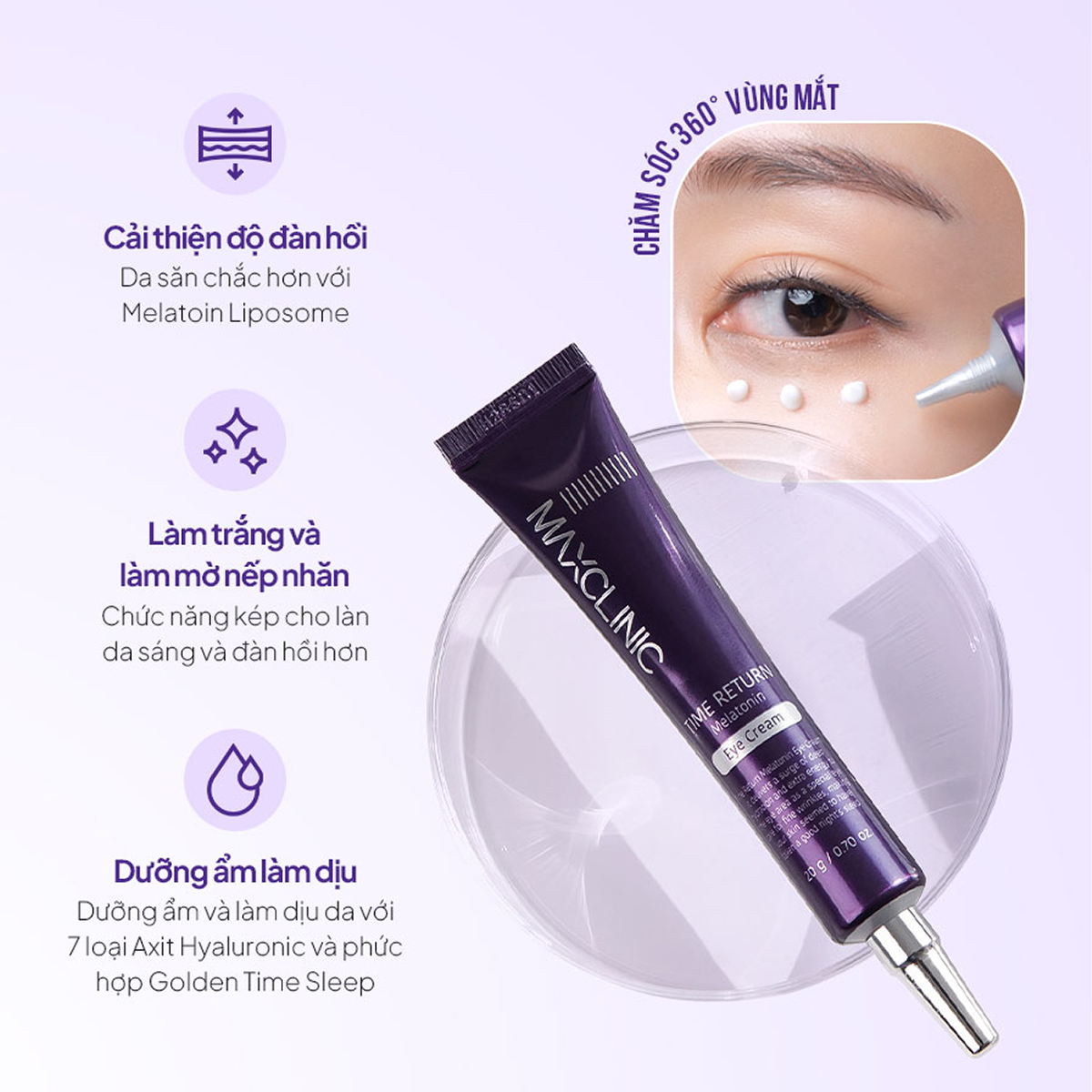 Kem mắt dưỡng trắng xóa nhăn Maxclinic melatonin eye cream 20g