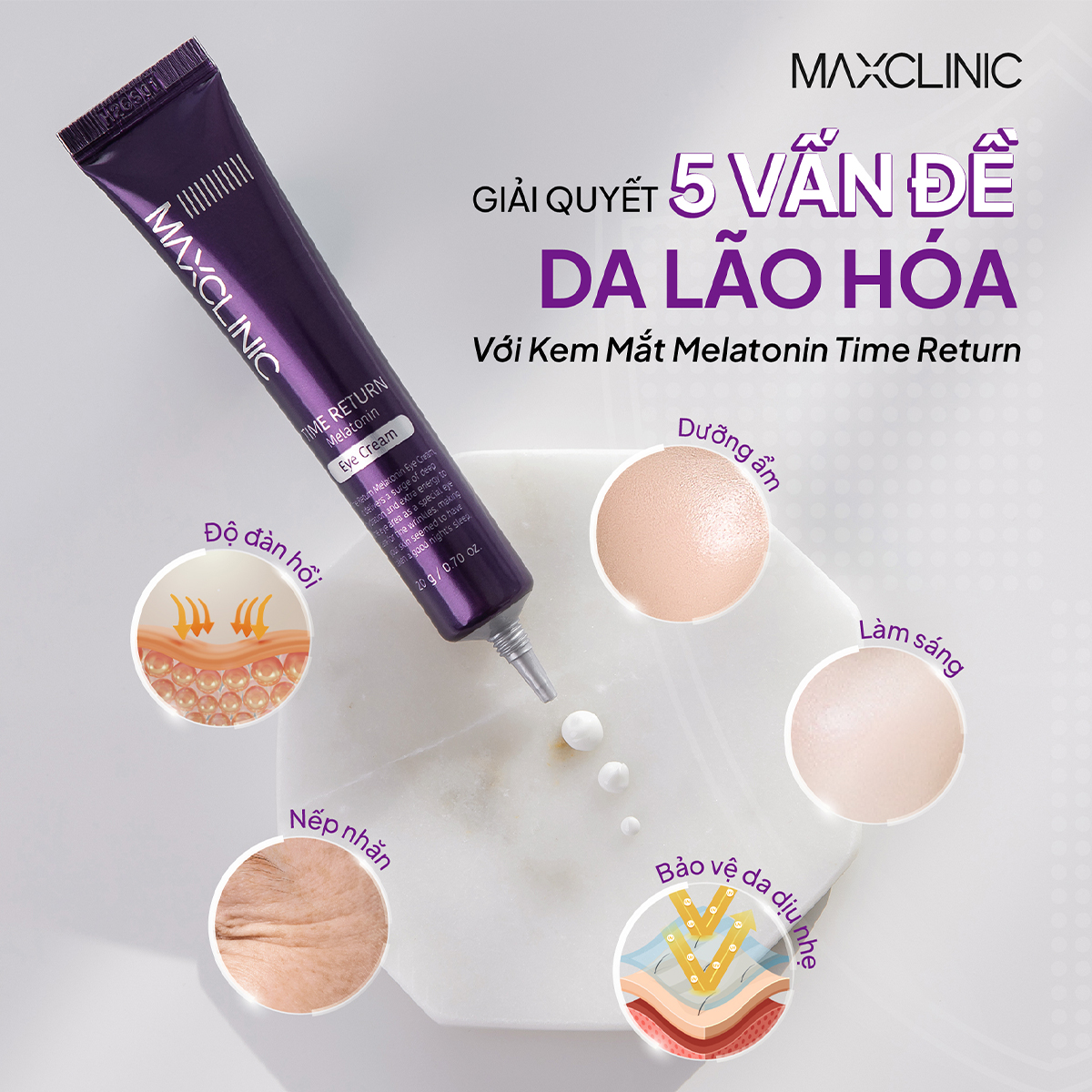 Kem mắt dưỡng trắng xóa nhăn Maxclinic melatonin eye cream 20g