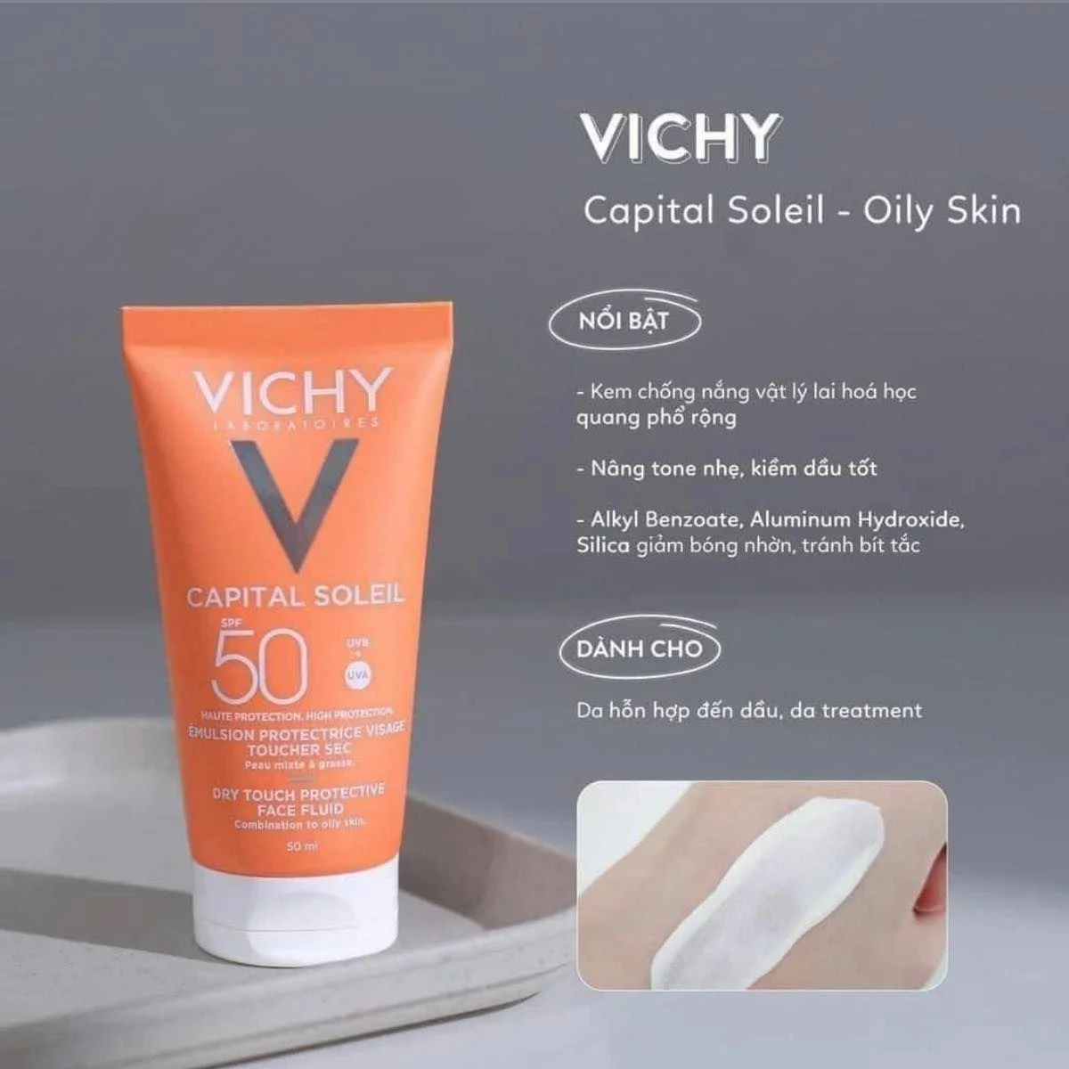 Kem chống nắng Vichy capital soleil perfectrice de paleau SPF50 PA+++ 50ml cho da dầu