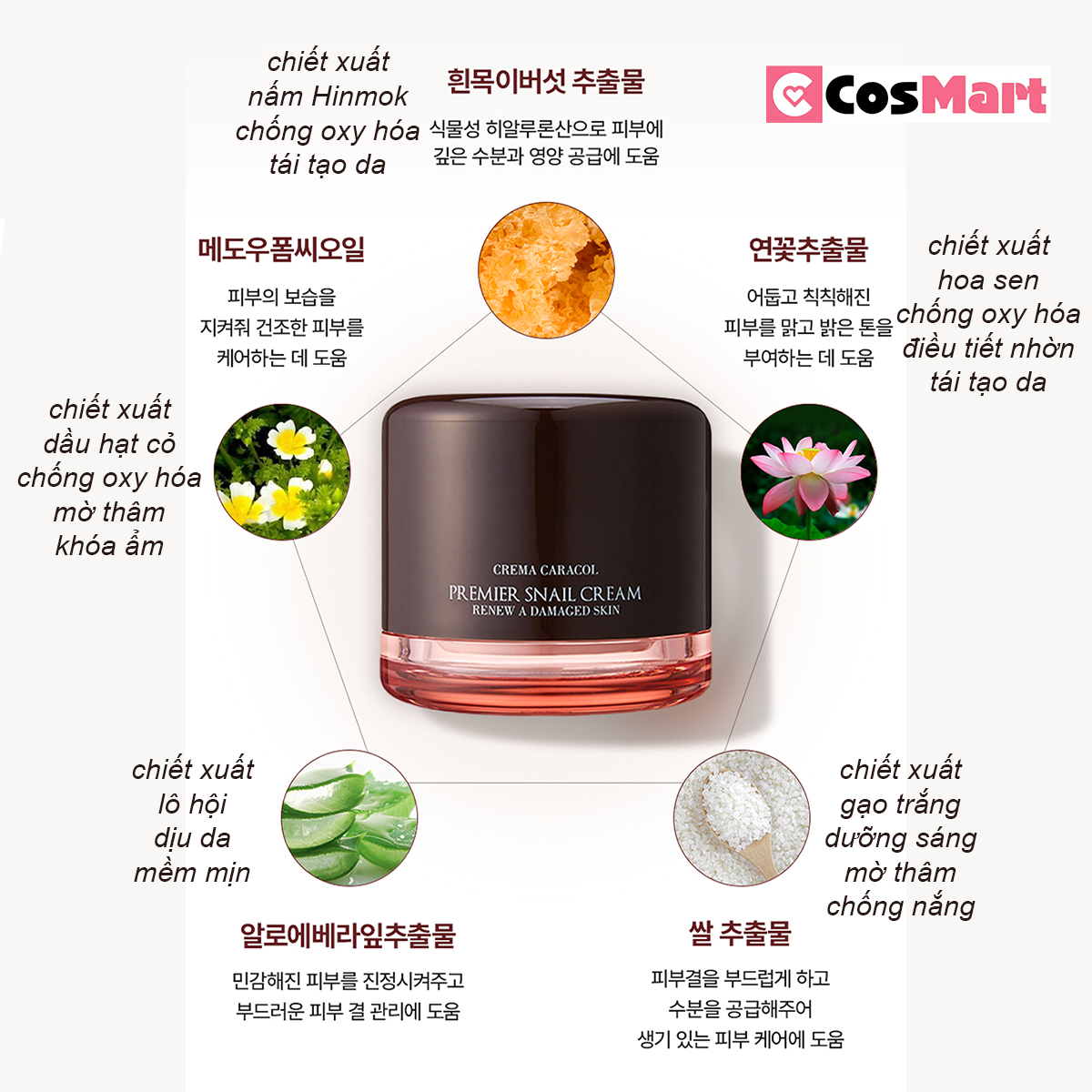 Kem dưỡng da phục hồi mềm mịn Cremacaracol Premier Snail Cream 80ml jaminkyung