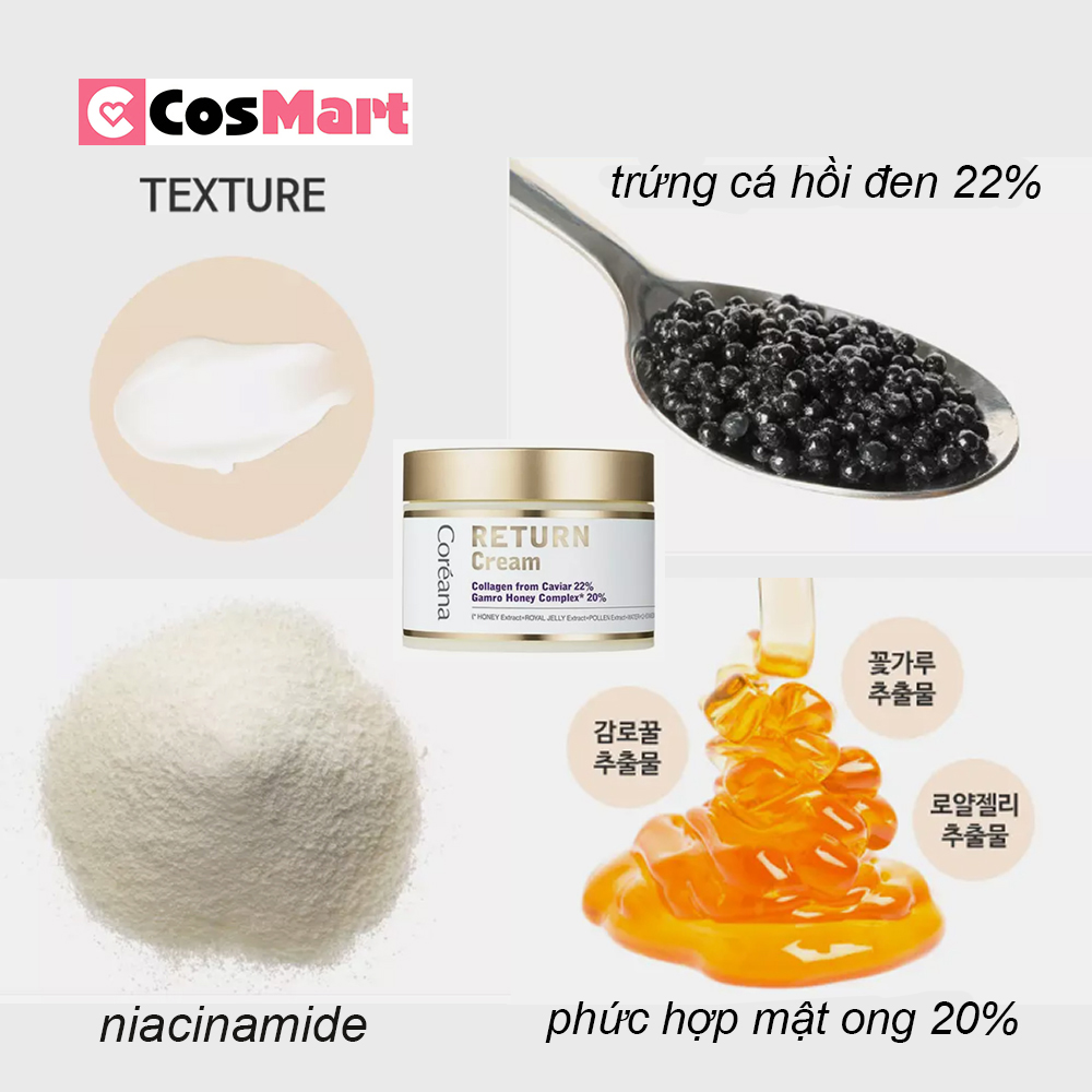 Kem dưỡng da chống lão hóa từ trứng cá hồi đen Coreana Return Cream 100ml Hàn Quốc