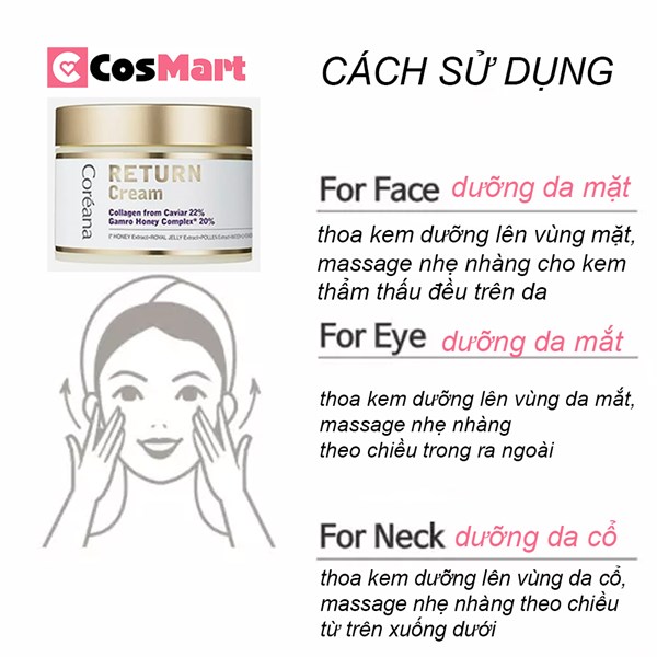 Kem dưỡng da chống lão hóa từ trứng cá hồi đen Coreana Return Cream 100ml Hàn Quốc