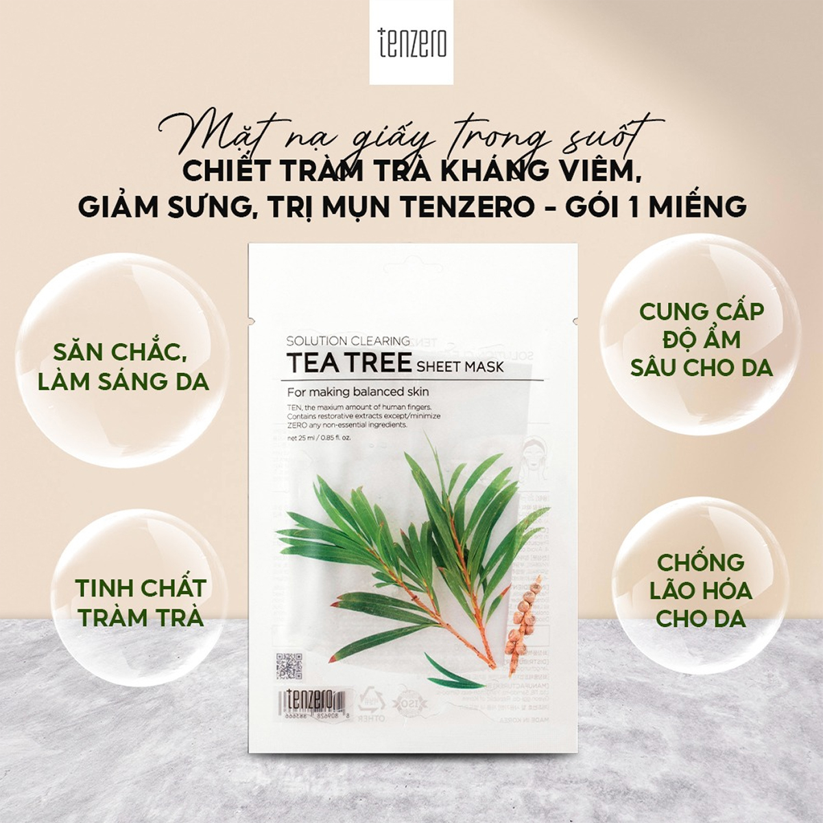 Mặt nạ Tenzero trong suốt nhiều loại, túi 10 miếng