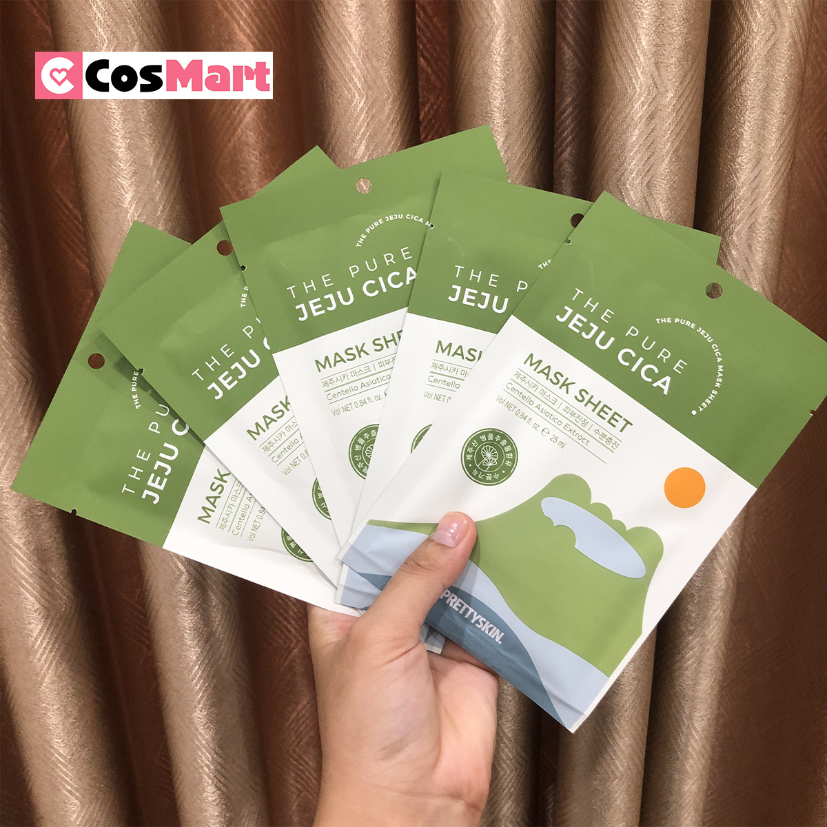 Mặt Nạ Rau Má Prettyskin The Pure Jeju CiCa Mask Sheet hộp 10 miếng