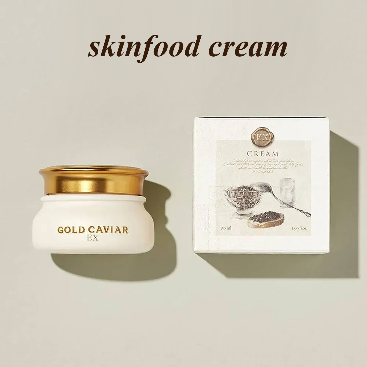 Bộ dưỡng da mềm mịn từ trứng cá tầm Skinfood cao cấp Gold Caviar EX 5 món