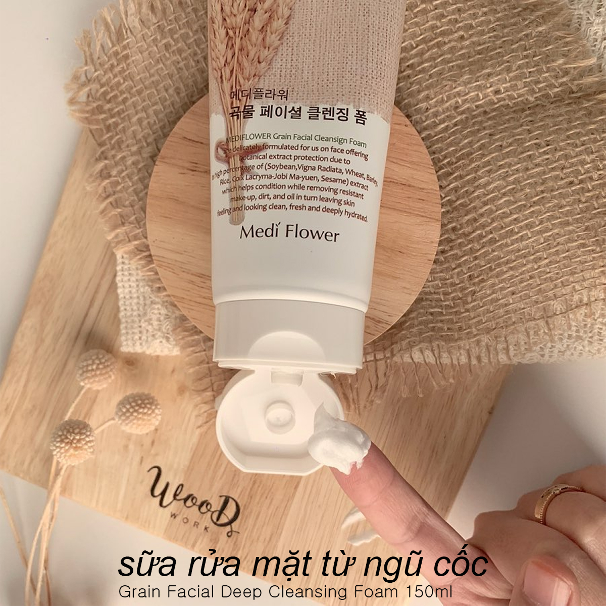 Sữa rửa mặt tạo bọt từ ngũ cốc Mediflower Grain Facial Deep cleansing foam 150g