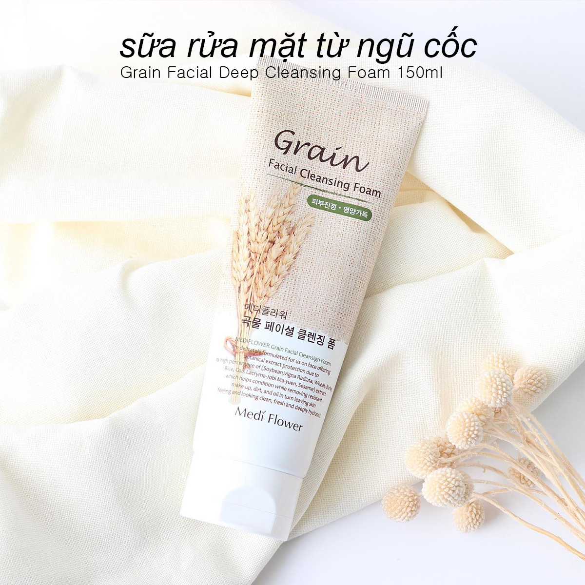 Sữa rửa mặt tạo bọt từ ngũ cốc Mediflower Grain Facial Deep cleansing foam 150g