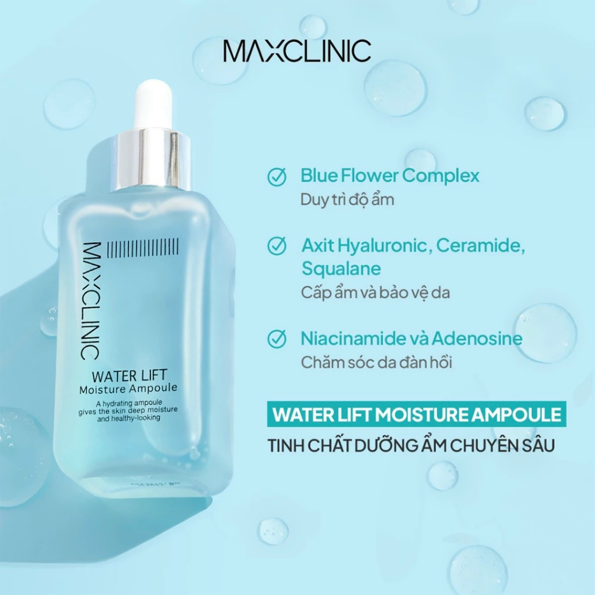 Dòng serum chống lão hóa xóa nhăn chống nắng dưỡng ẩm phục hồi da Maxclinic ampoule 100ml