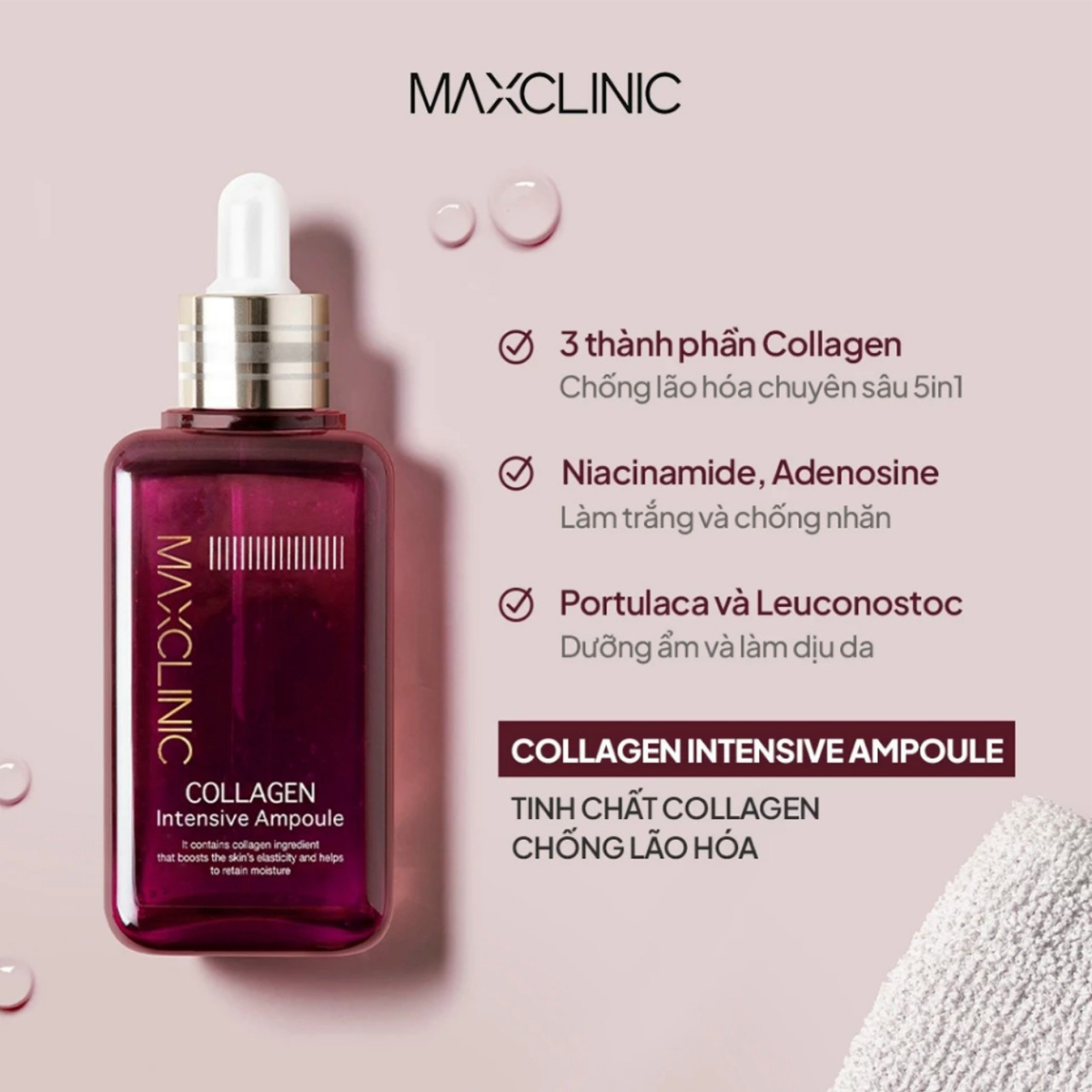 Dòng serum chống lão hóa xóa nhăn chống nắng dưỡng ẩm phục hồi da Maxclinic ampoule 100ml