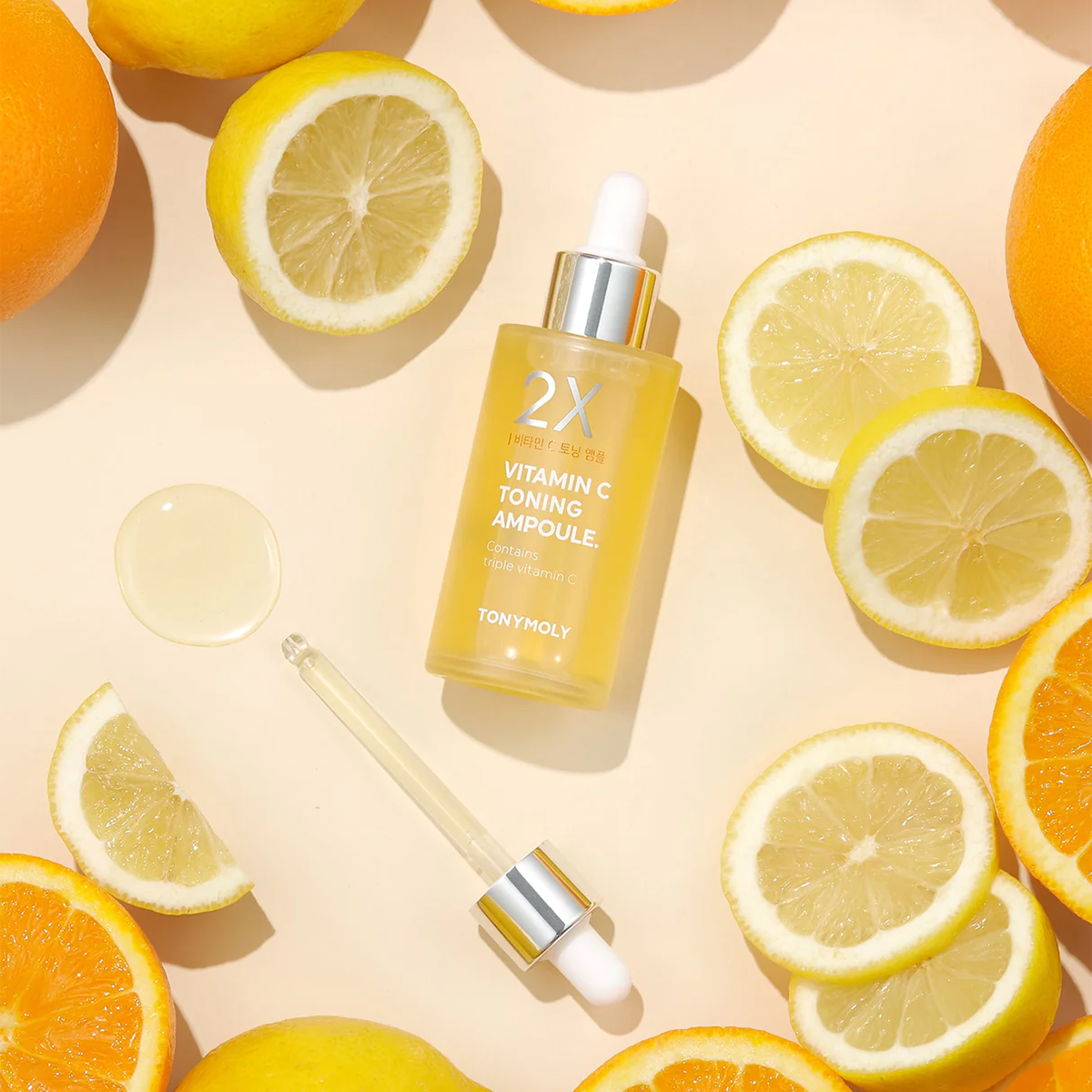 Serum dưỡng trắng căng bóng da Tonymoly 2X Vitamin C Toning Ampoule 50ml