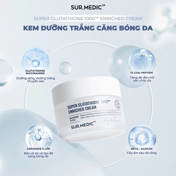 Bộ 3 dưỡng trắng Sur.Medic Super Glutathione