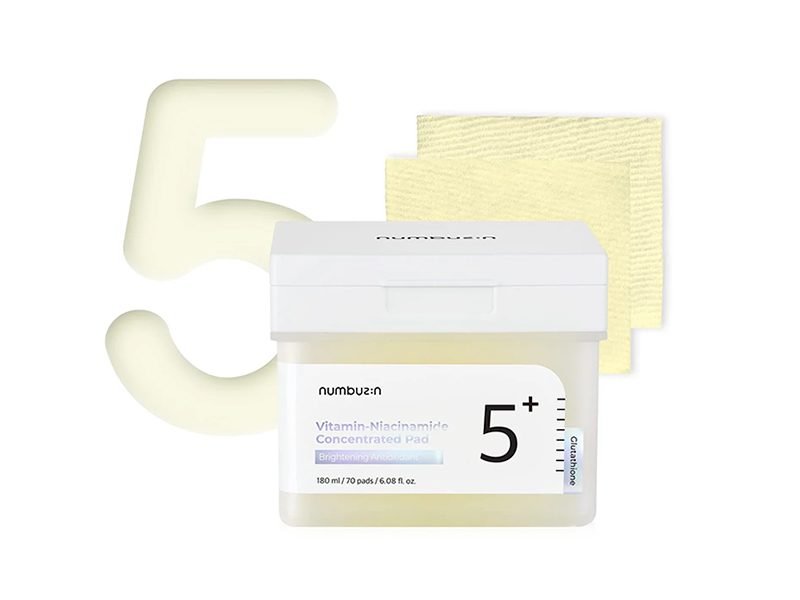 Toner Pad dưỡng trắng sáng Da Numbuzin Vitamin Niacinamide Concentrated Pad No.5 180ml (70 pads)