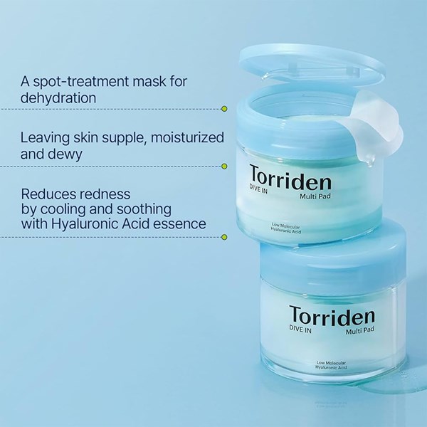Toner pad dưỡng ẩm dịu nhẹ thuần chay Torriden Low Molecular Hyaluronic Acid Multi Pad 80 miếng