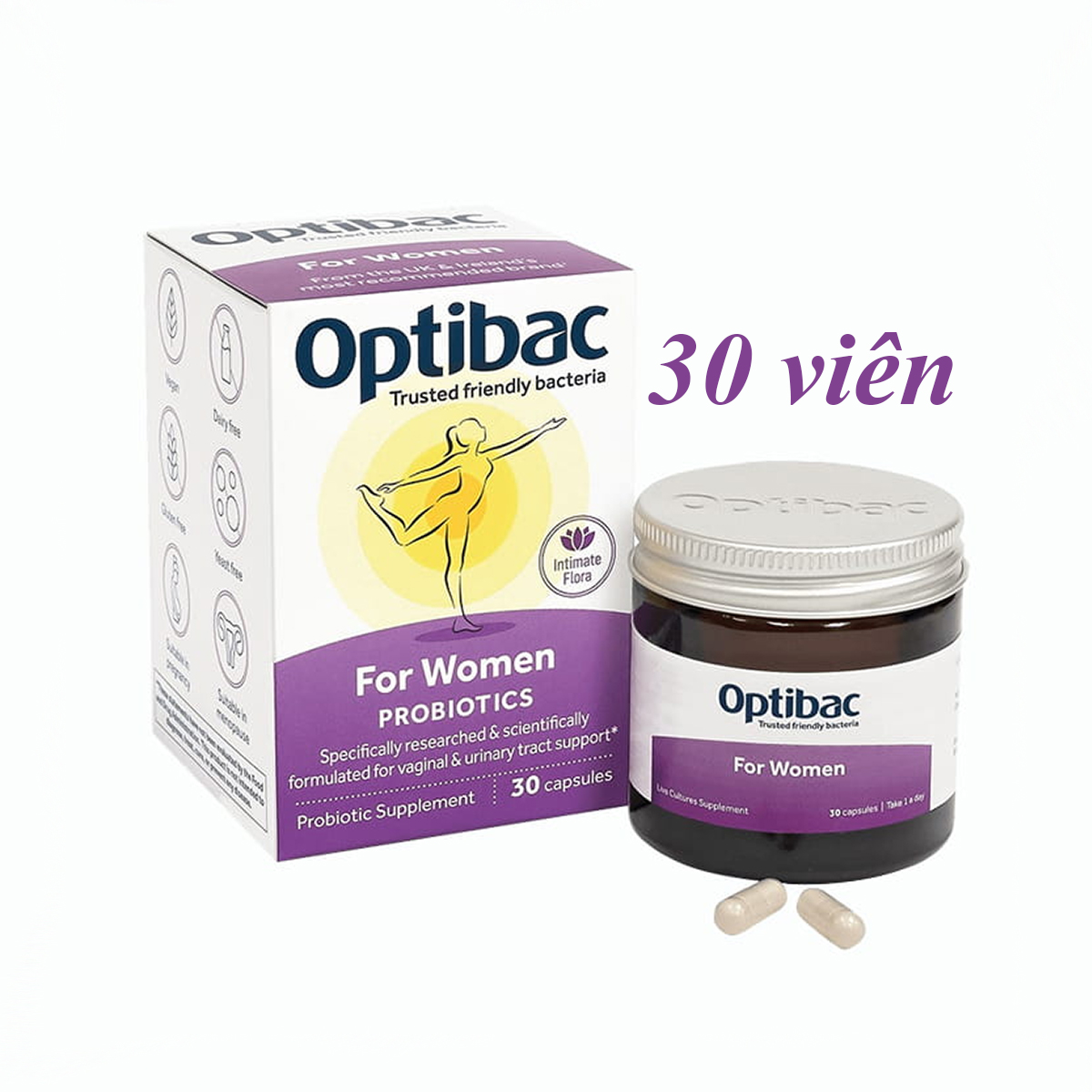 Men vi sinh phụ khoa Optibac tím