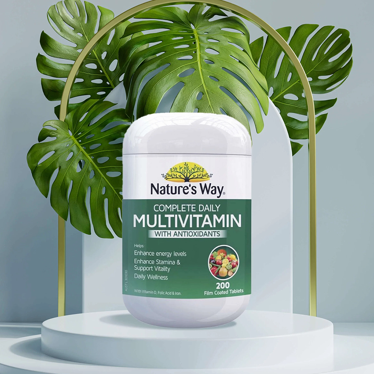 Viên uống bổ sung Vitamin Tổng Hợp Và Tảo Xoắn Nature’s Way Multivitamin Spirulina, 200 viên